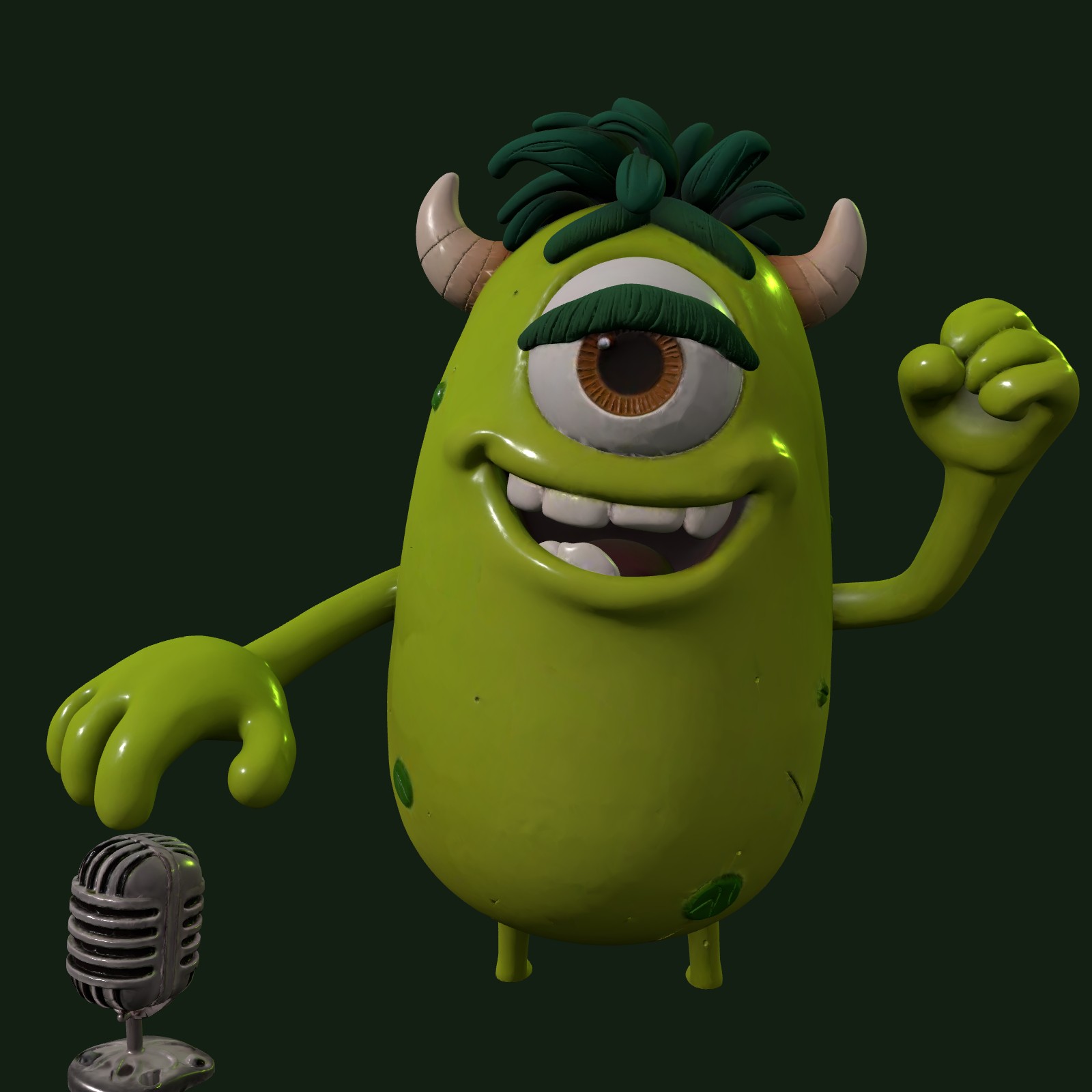 Bazonki dropping the microphone, fist raised in triumph
