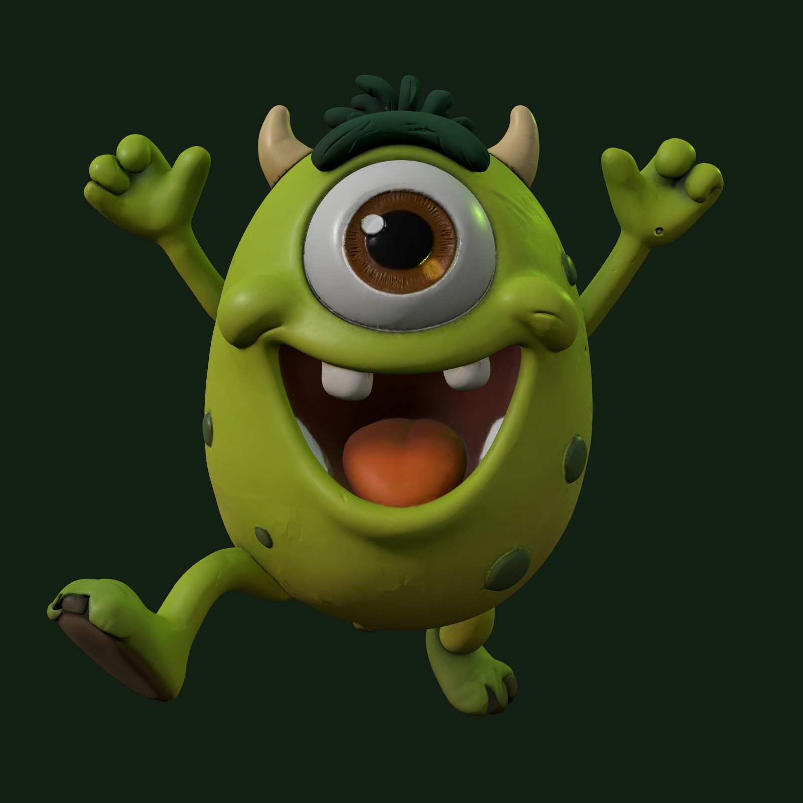 Bazonki jumping with both arms in the air